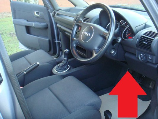 Audi A2 diagnostic obd2 port location picture