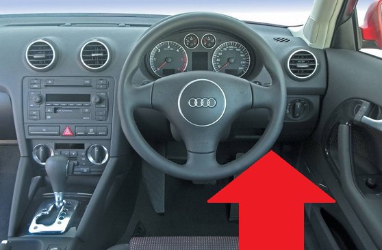 Audi A3 8P diagnostic OBD2 port location picture