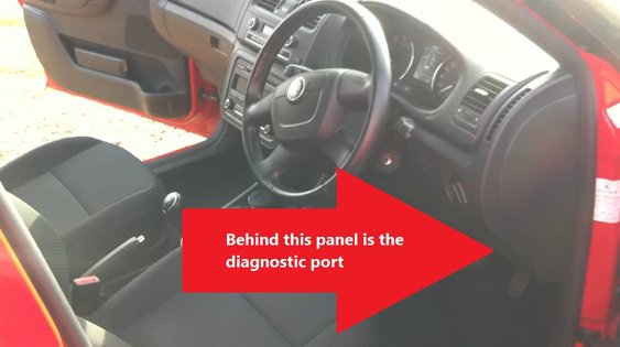 Skoda Fabia Mk2 OBD2 Diagnostic Port Location Picture